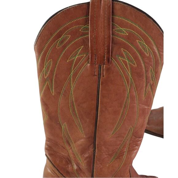 Frye Made in USA Brown Leather Cowboy Boots 10.5D Vintage 90s - Picture 6 of 11